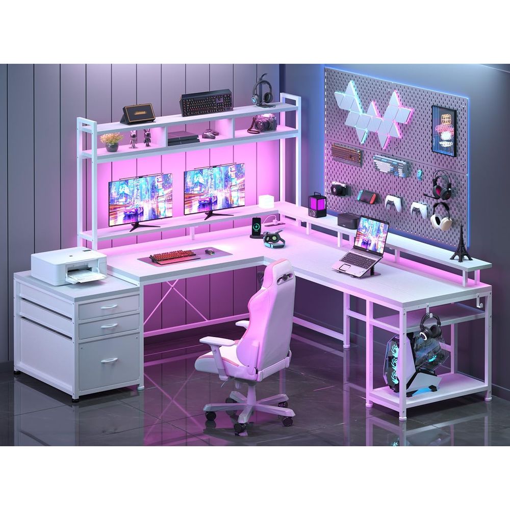 Desk Setup Dual Monitor - Biurko w kształcie litery L o