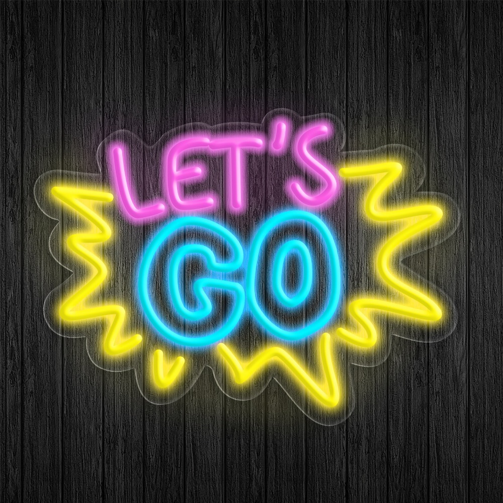 Desk Setup Quotes - LET'S GO Wielokolorowy Neonowy Znak LED