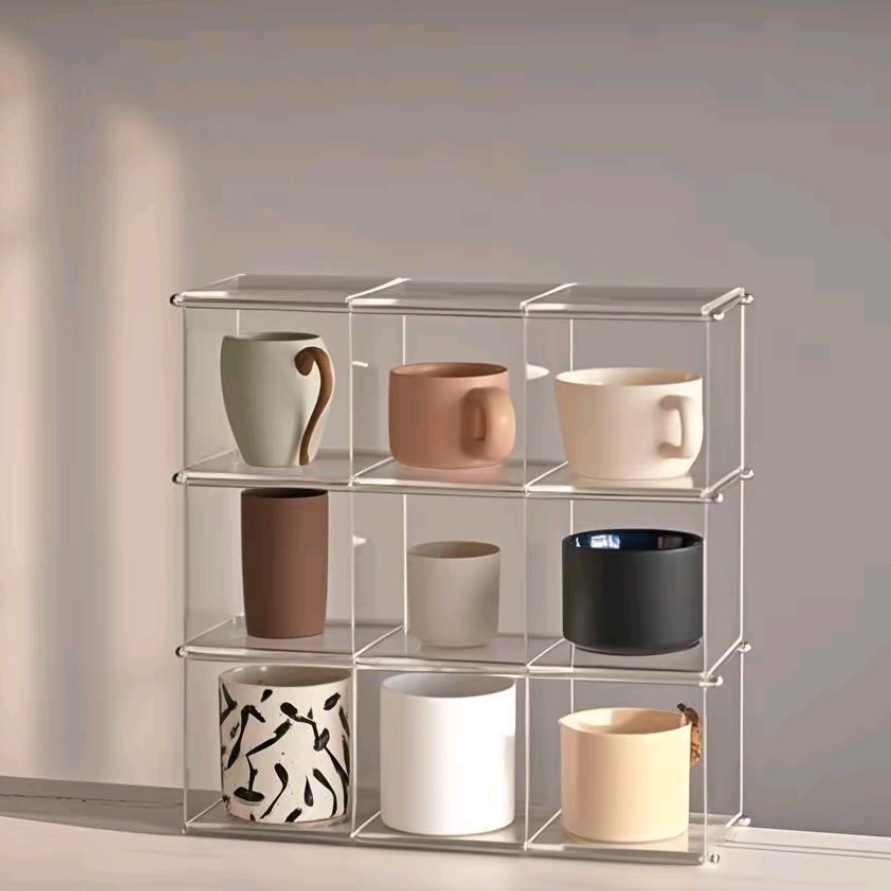 Desk Setup Organizer - Akrylowa Półka Ekspozycyjna na Kubki Stojak