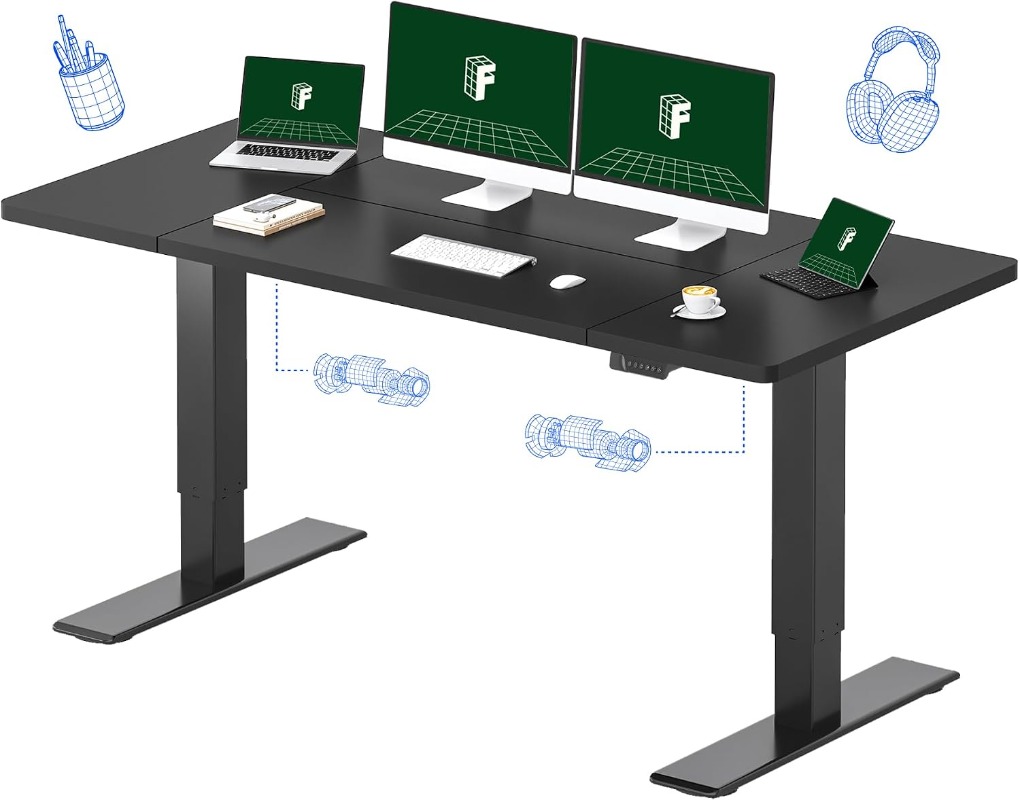 Desk Setup Dual Monitor - Biurko elektryczne FLEXISPOT, czarne | Podwójny