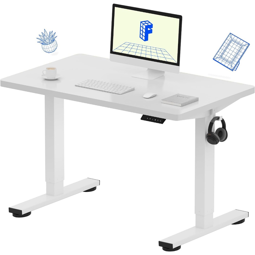 Desk Setup Dual Monitor - FLEXISPOT EN1 Biurko Stojące Jednoczęściowe 100x60