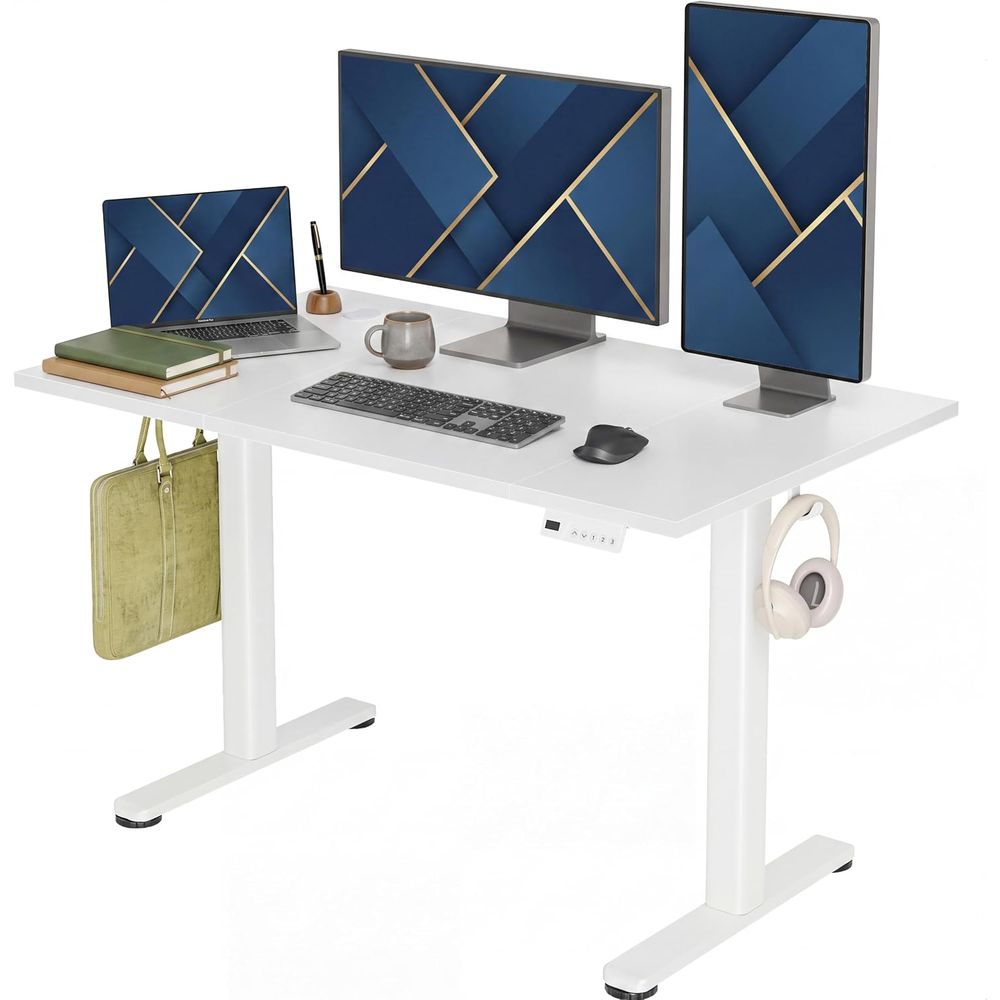 Desk Setup Dual Monitor - Elektrycznie regulowane biurko 48x24 - Ergonomiczne