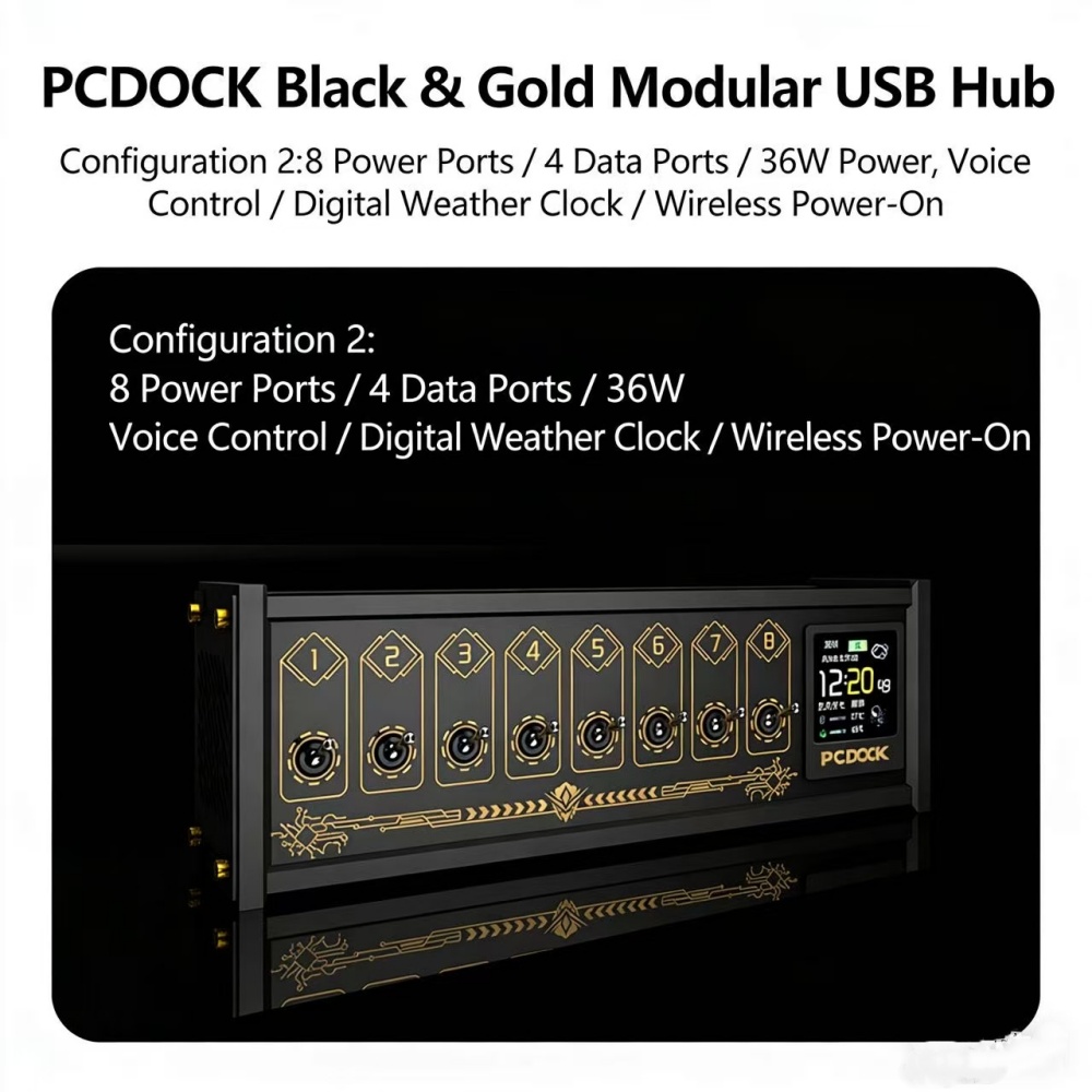 Desk Setup Laptop - PCDOCK Blok USB z przełącznikiem, listwa