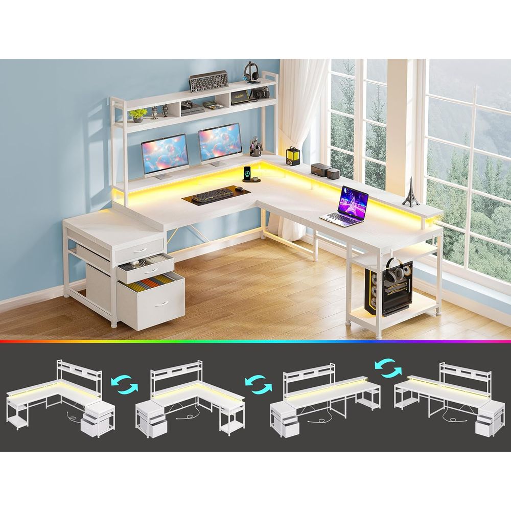 Biurko w kształcie litery L o  – Desk Setup Dual Monitor recenzja i cena