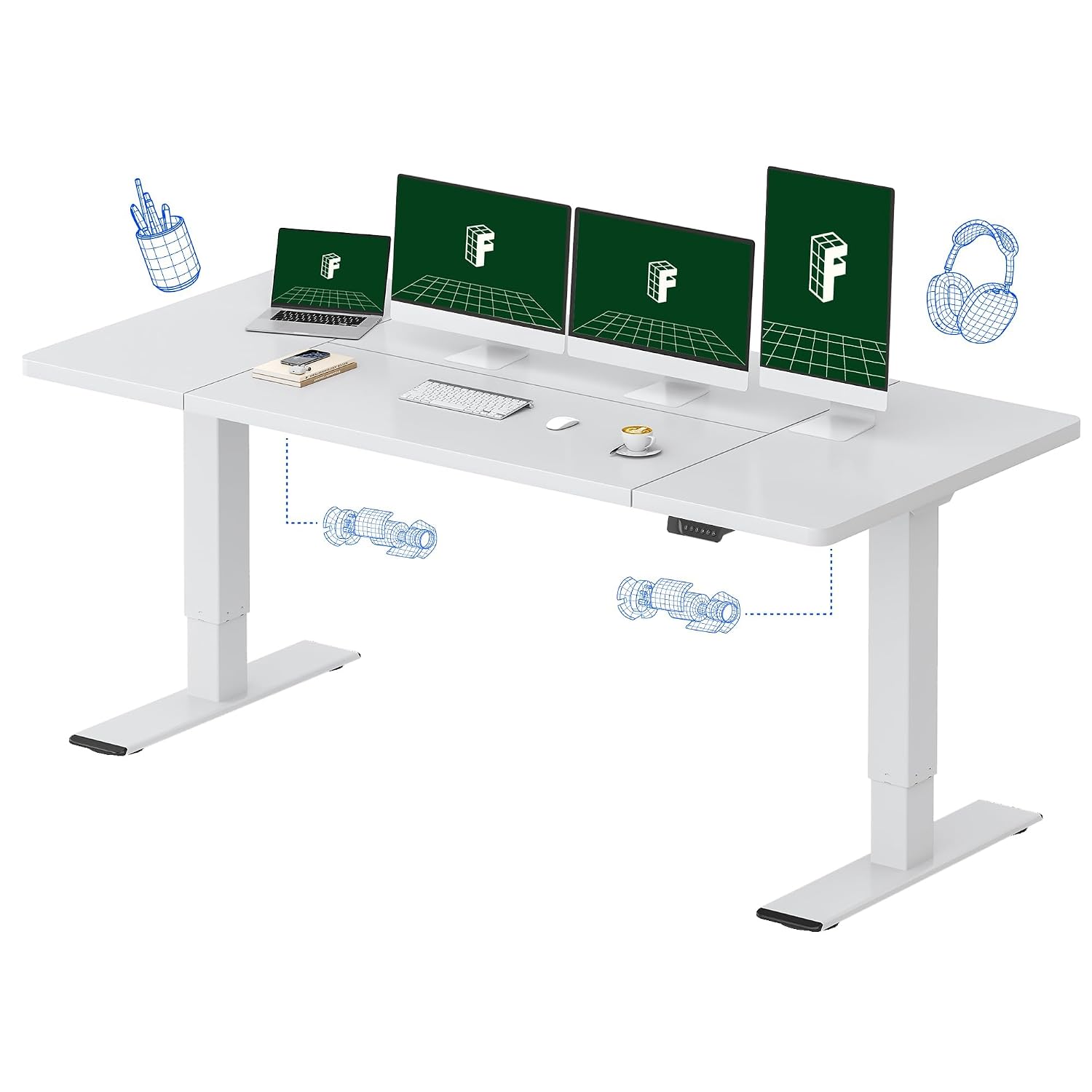 Duże biurko elektryczne z podw – Desk Setup Dual Monitor recenzja i cena